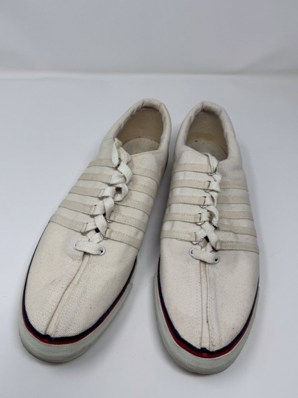 Vintage K-Swiss Canvas Sneakers Cream White Made in Korea Men’s Size 13